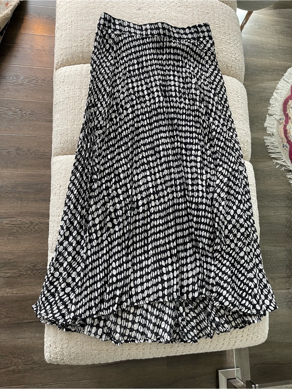 ba&sh Black and White Printed High-Low Pleated Skirt